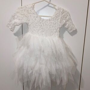 Elegant White toddler flower girl Dress